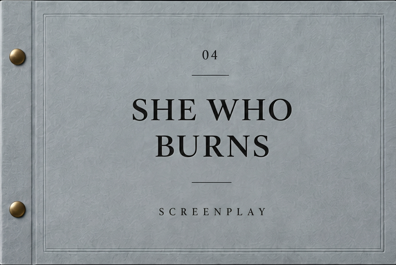Cover art for the screenplay She Who Burns by Sharana Mahomed